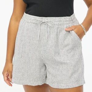 J. Crew Striped Linen-Blend Drawstring Shorts Black and White Size XL NWT
